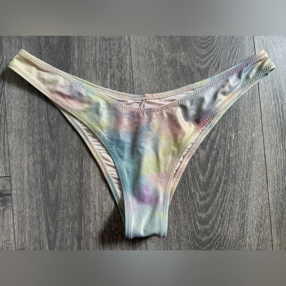 Bond Eye Australia Paris Bikini Tri Top S & Bottom M in Cosmic Rainbow Metallic.